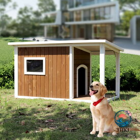 無垢材木製犬小屋 アスファルト屋根屋外ペット住居