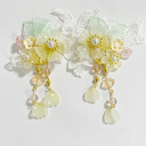 揺れるかんざし No166 ヘアピン 2本セット・髪飾り黄色 フラワー 和装 オススメ かんざし 可愛い 卒業 入学 成人式 前撮り 着物 袴 和装 オススメ かんざし 可愛い 卒業 入学 成人式 前撮り 着