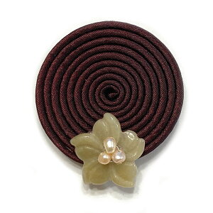 ブローチ ピン 普段使い おしゃれ シンプル 北欧 韓国 結婚式 カジュアル アンティーク パール コルンピン 天然素材 翡翠 真珠 くるくる シルクレッドブラウン■korunpin-44-s【ブローチ】【シ