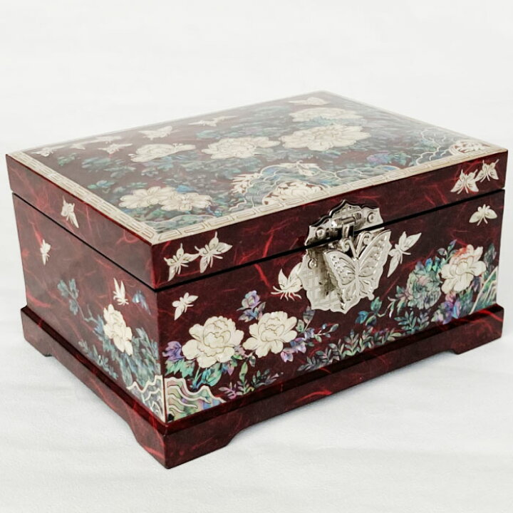 美品✨螺鈿細工 ジュエリーボックス 蝶唐草 高級 漆器 伝統 韓国  