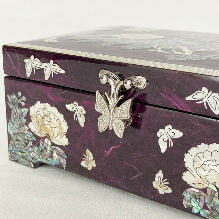 楽天市場】韓国螺鈿宝石箱紫牡丹ジュエリーボックス□jewelrybox-51-s 