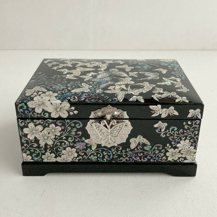 楽天市場】螺鈿の高級ジュエリーボックス・高級螺鈿宝石箱-黒福花 