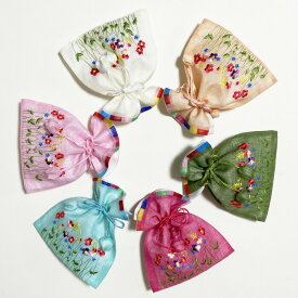 韓国雑貨 韓国ポーチ中 韓国麻風セットンかわいい刺繍巾着ポーチ■porch-131-s【ギフト】【お土産】【韓国雑貨】【ネコポス対応】【ポーチ】【巾着】【かわいい】