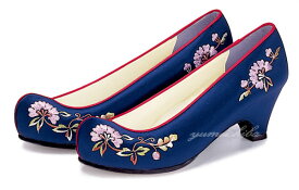 チマチョゴリの靴韓服靴 タンポポ刺繍コッシン 10紺■kotshin-2n-s