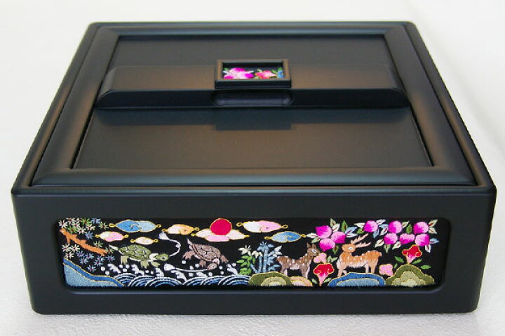 楽天市場】漆手刺繍ソーイングボックス、針箱-黒十長生□sewingbox-29 
