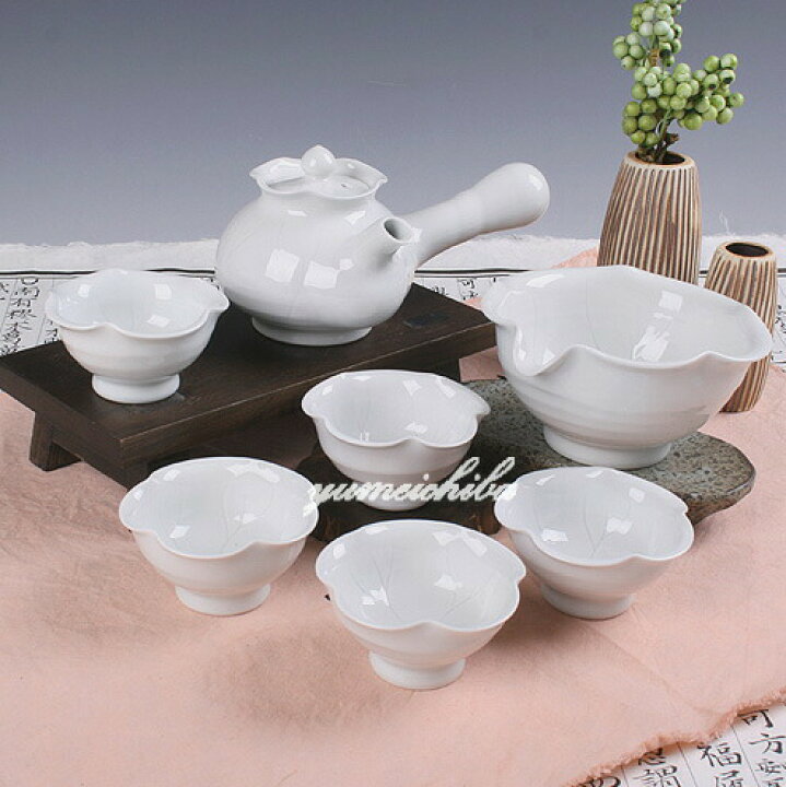 楽天市場】マッコリ器兼茶器白磁蓮セット5客8ピース （5客急須マッコリ 