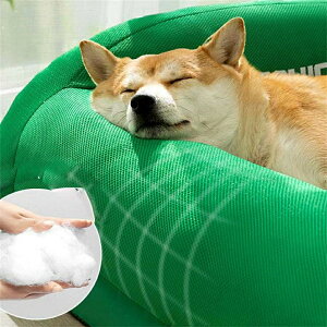 犬 ベッド 大型犬用 クール ペットベッド 猫 ベッド やんわり 枕付き 涼しい 夏用 冷感 ペットクッション 縞柄 大型猫用 ペットソファー 耐久性 快適 小動物 家 ペット用寝床 通気性 ペットマ