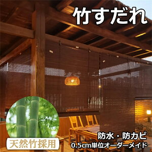 竹すだれ 竹製スクリーン 室外専用 防カビ 防水 遮光率50% 天然竹 炭化簾 ロールアップ式 目隠し 遮光遮熱 日除け 風通し 和風 和室 茶室 料亭 庭園 廊下
