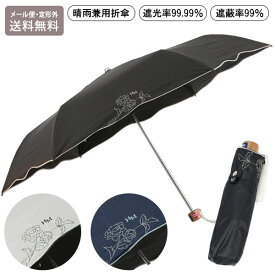 ハナエモリ 晴雨兼用折傘 54cm 送料無料 定形外 27072-72 折りたたみ傘 雨傘 日傘 遮光 遮熱 UV UVカット 日焼け対策 ワンポイントデザイン シンプル