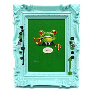 オイル ペイント アートペンキ デコフレーム シリーズ OP-05816 カエル ボス 猫 ネコ ドッグ 動物 壁掛け 置き型