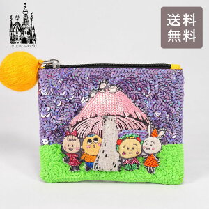 タマオワールド スパンコール刺繍ポーチ コジコジ mushroom 定形外 送料無料 POC3759 スパンコール 刺繍 ポーチ 小銭入れ