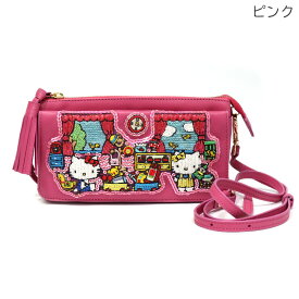 ＼P2倍＋クーポン／ ハローキティ お財布ポシェット Kitty's House SHO3812 SHO3813サンリオ タマオワールド コラボ 送料無料 バッグ 財布 ショルダーバッグ 長財布 ブラック ピンク