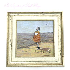 \マラソンP2倍+クーポン/ ユーパワー アートフレーム サムトフト 小さくても大切なアナタ st-04034 絵 絵画 海 犬 海岸