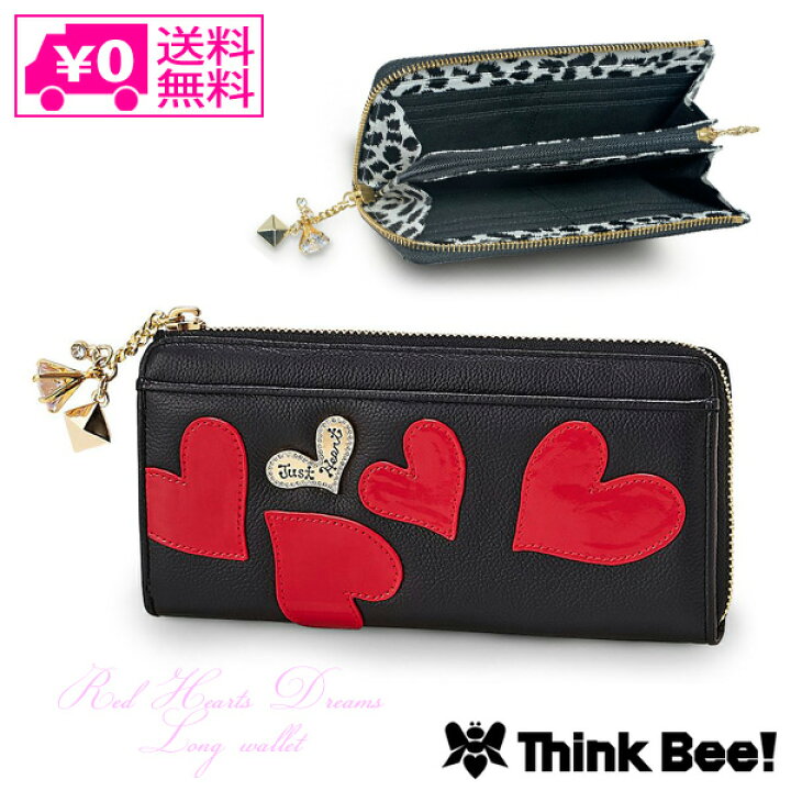 楽天市場】送料無料 Think Bee! レッドハーツドリームス L型 長財布 