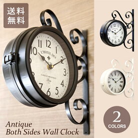 ＼P2倍＋クーポン／ 壁掛 両面時計 アンティークボスサイドウォールクロック HW23A0821 HW23A0825 秋月貿易 ブラック