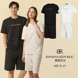 BANANA REPUBLIC 韓国別注 バナナ リパブリック デイリー 半袖 セットアップ トレーニング セットアップ セット 4点 セット 韓国ファッション ストリートルック