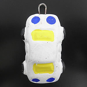 ☆エケコ人形用お願い事パーツ ★ビッグカー【交通安全祈願、災難厄除祈願、マイカー祈願】(自動車、白色)※約40cmの取り付け用ヒモ付き!!※11個以上で【代引き・送料無料!】※発送手