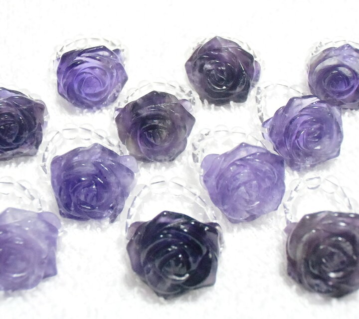楽天市場】天然石 紫水晶 アメジスト 薔薇 バラ リング 指輪 水晶 