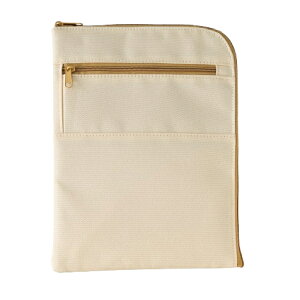 Lihit Lab 御朱印帳ポーチ A-372 書き置き用 御朱印帳 御城印 収納 製仕切りポケット 拝観券 ファスナー付きミニポケット オフホワイト ネイビー ブラック