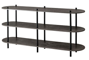 オープンラック PT-564 ラック 収納棚 ディスプレイラック 大理石調 石目調 3段 シック モダン 黒 ブラック 楕円形 ストーン柄 リビング 見せる収納 スチール脚 東谷 あずまや