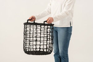 バスケット L SLY-042 かご 籠 収納 おしゃれ アジアン 北欧 韓国 編み込み 収納 入れ物 シンプル 便利 ボックス 軽量 丸 円形 衣類 店舗 カフェ 東谷 あずやま