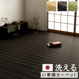 洗える カーペット 4.5畳 6畳 8畳 10畳 江戸間 本間 団地間 ラグ 丈夫 日本製 国産 除菌スプレー対応 ござ アウトドア ペット 敷詰 おしゃれ い草風 ブラウン グリーン ベージュ バルカン