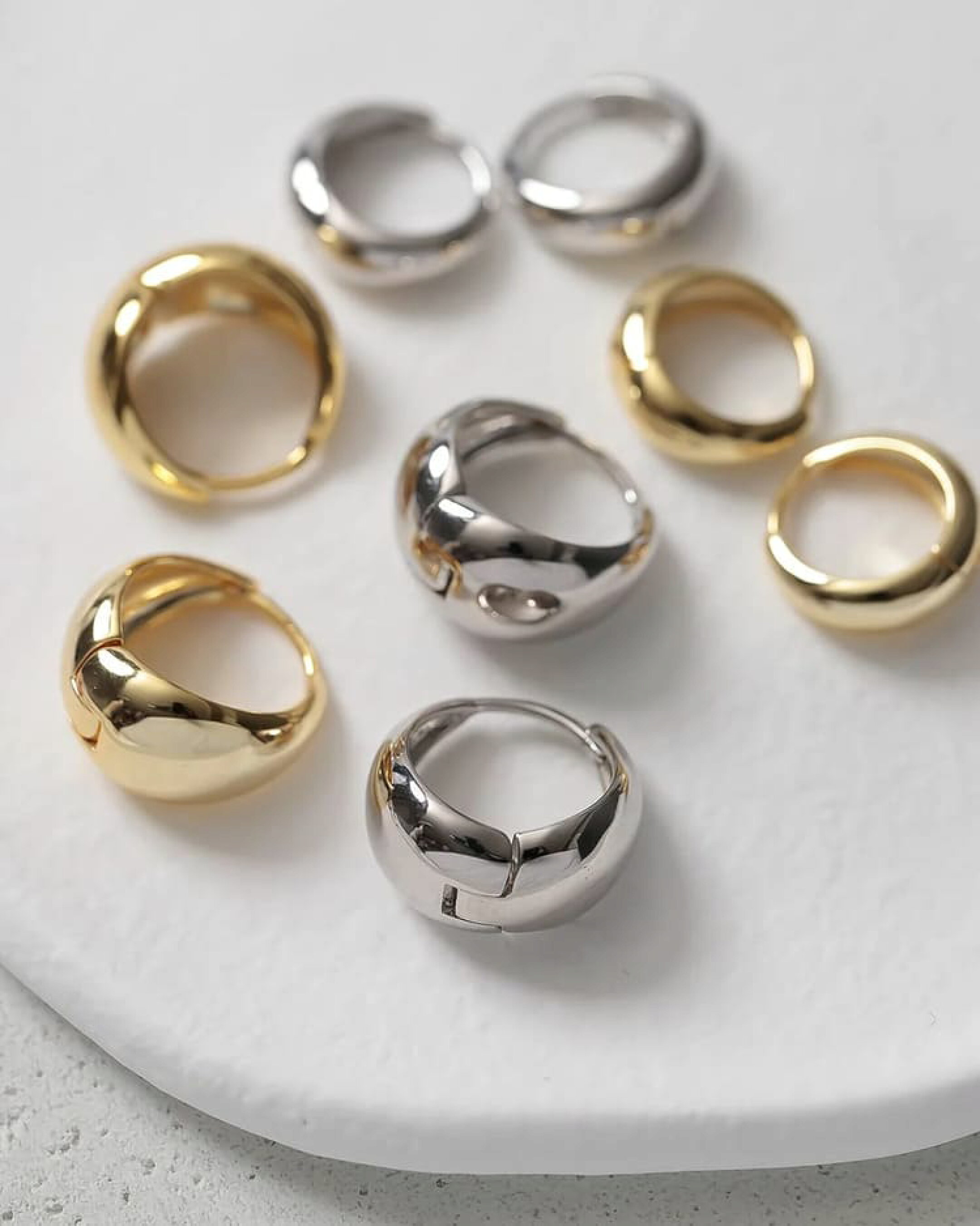 【S925/18KGP】2Typeシンプルフープピアス