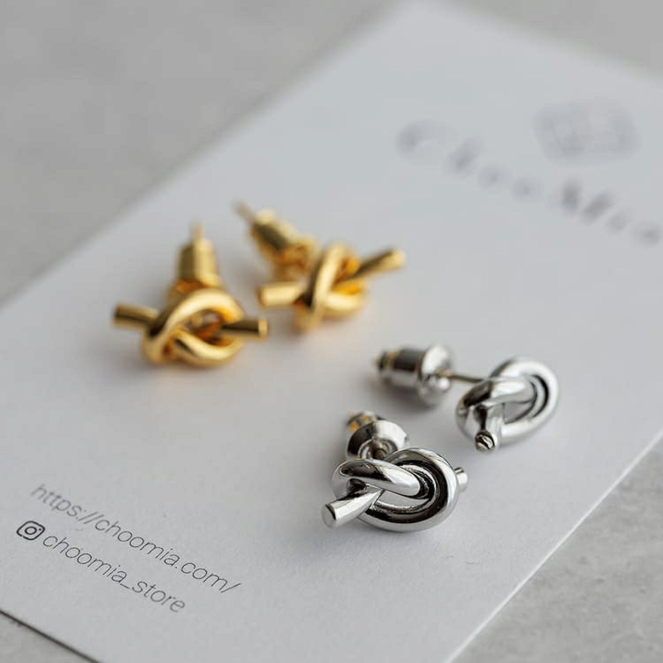 【S925】ノットデザインミニピアス