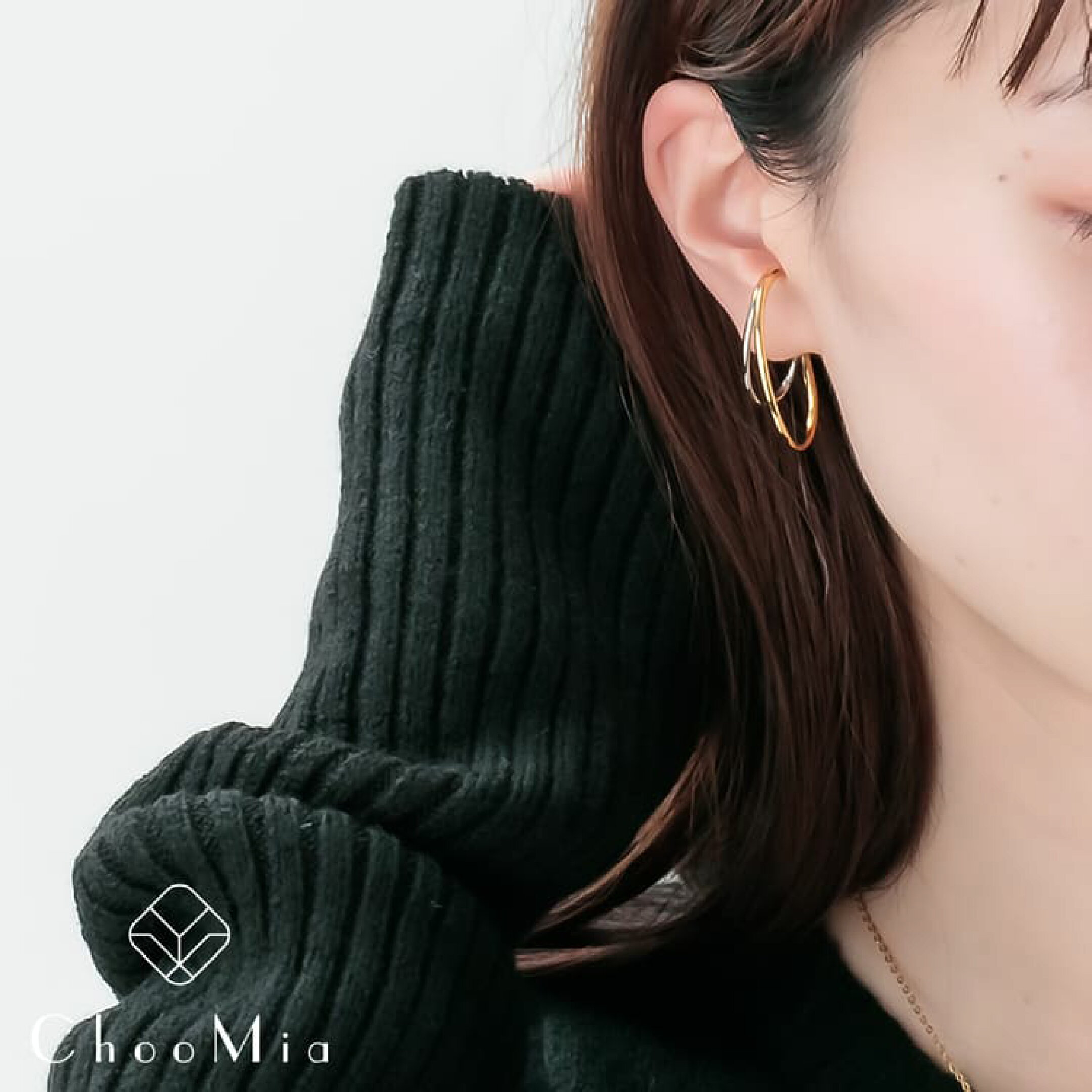 【14K】ニュアンスダブルラインバイカラーイヤーカフ