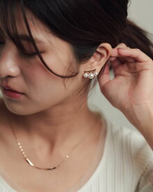 イヤリング パール 金属アレルギー対応 3連 Silver925 シルバー925 8mm 6mm ネジ式 カーブ 18KGP 18金メッキ 金属アレルギー 金アレ対応 ニッケルフリー 大人 上品 華やか 普段使い オケージョン セレモニー 結婚式