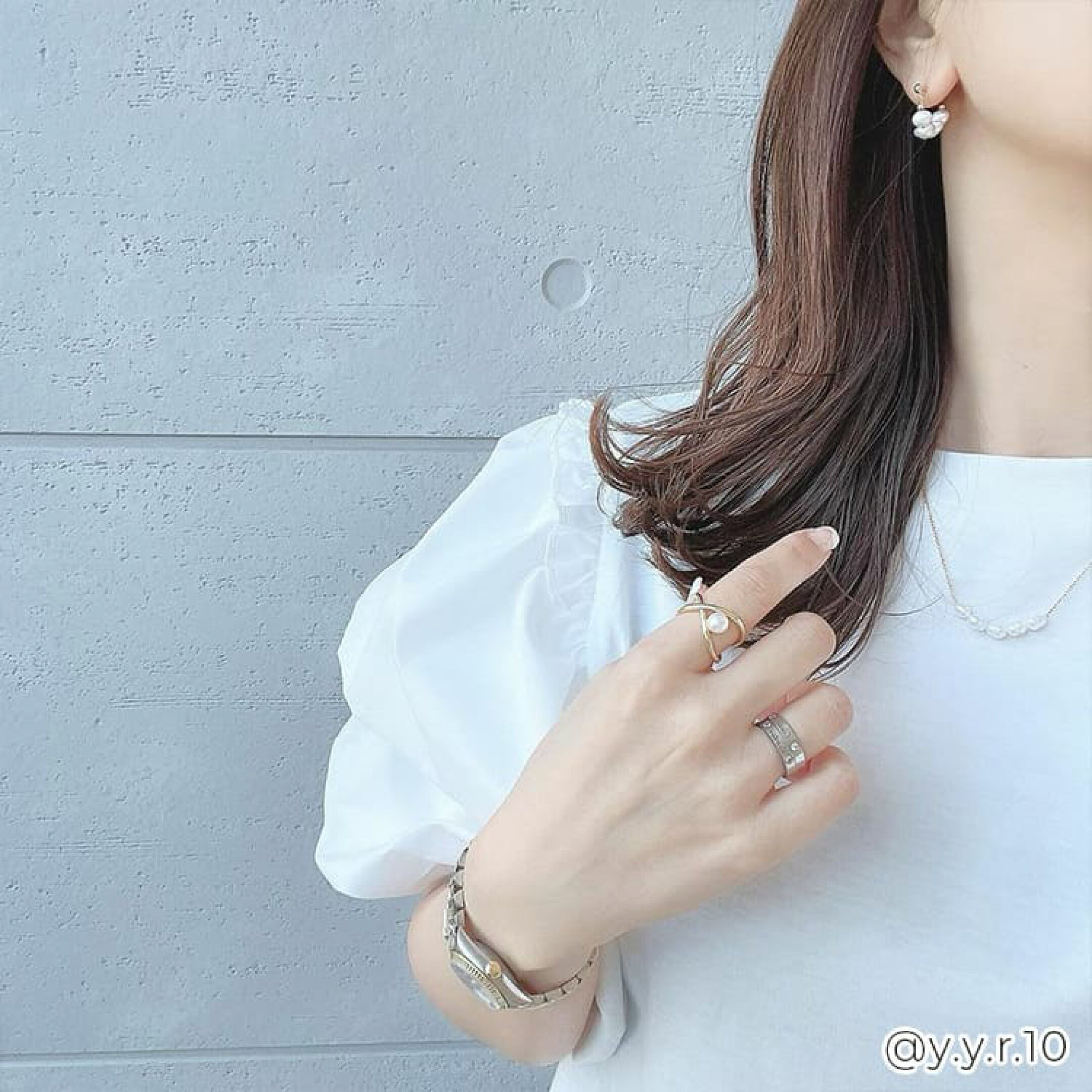 淡水バロックパール4連フープピアス