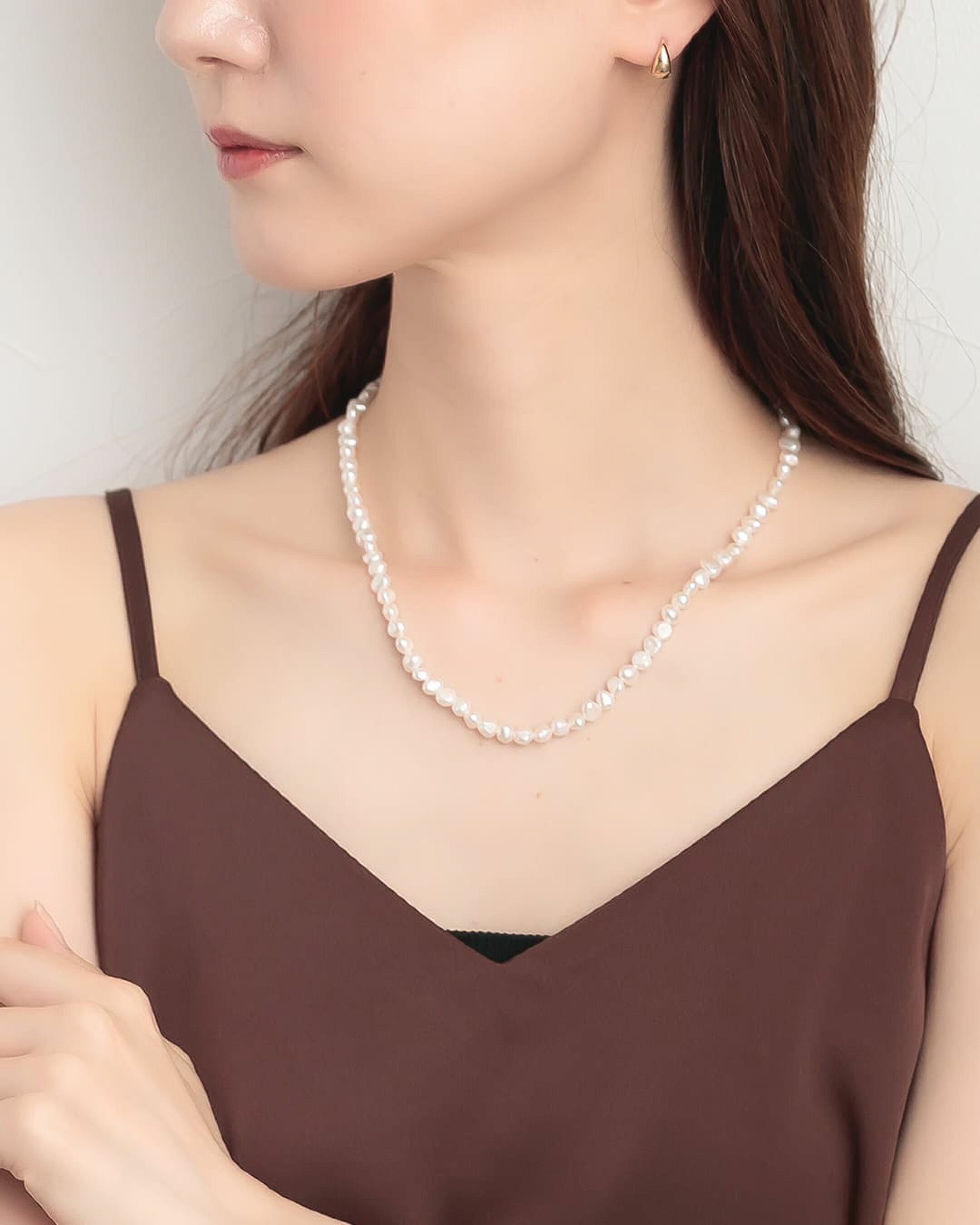 【S925】淡水バロックパールマンテルネックレス
