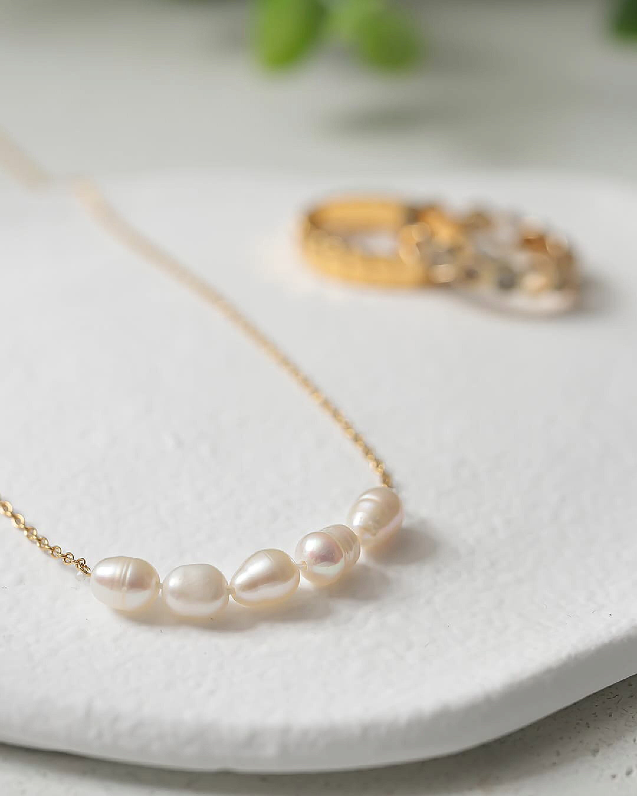 5連淡水パールステンレスネックレス