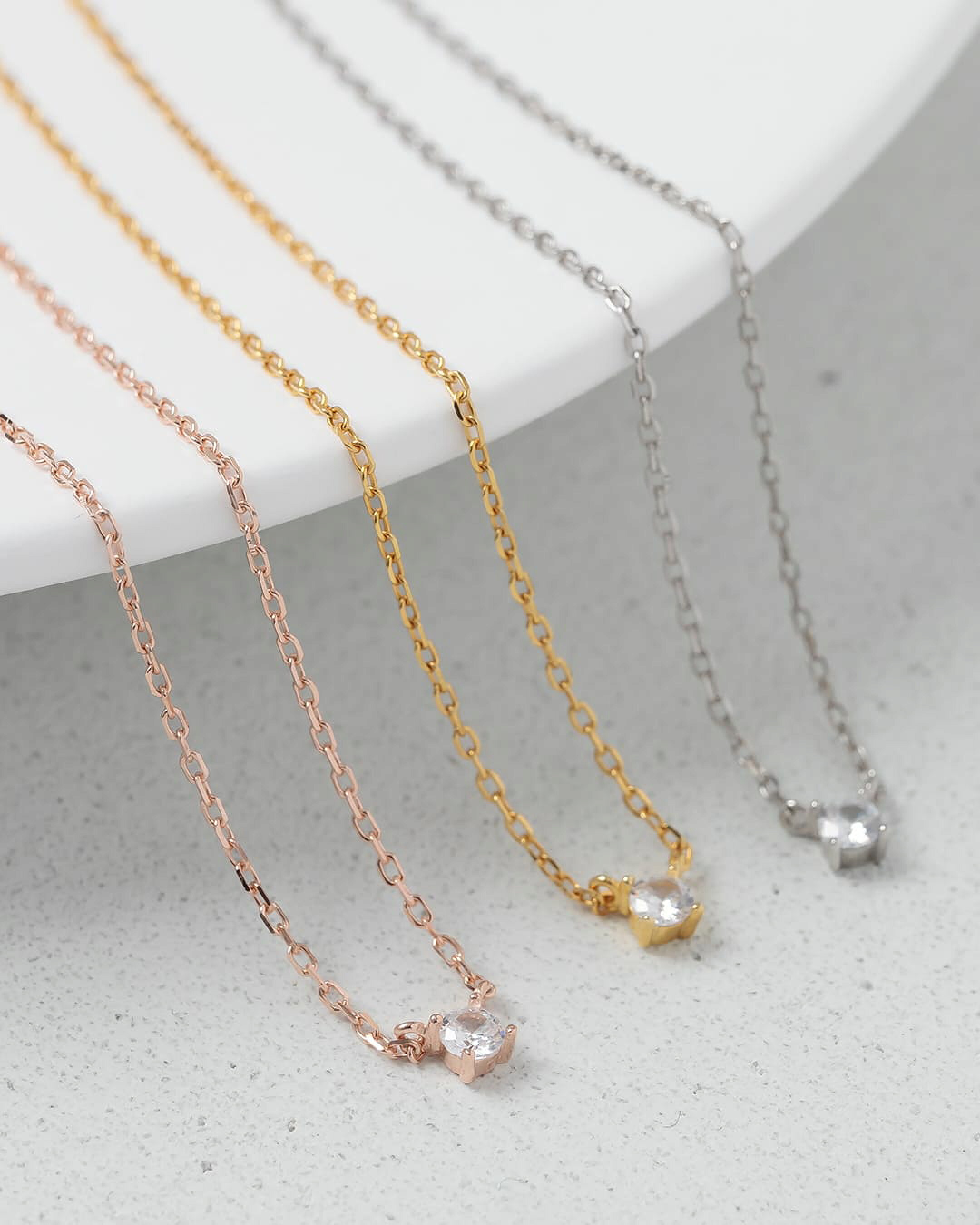 【S925】3mmジルコンシンプルネックレス