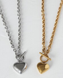 【P5倍×ラスト26時間限定！全品10％OFFクーポン配布中】チェーンネックレス 太め 太い ハートモチーフ マンテル ステンレス 14KGP 14金メッキ 普段使い 大人 カジュアル