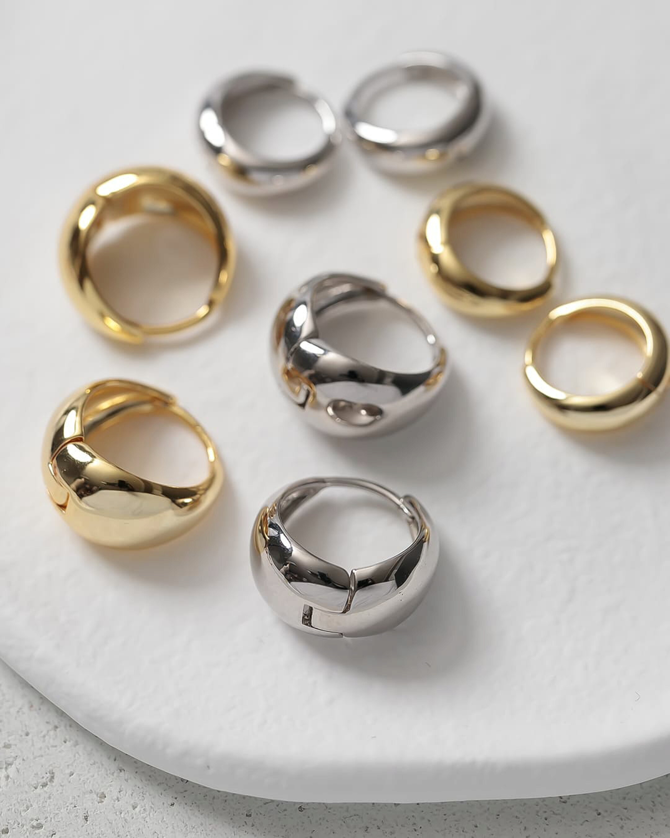 【S925/18KGP】2Typeシンプルフープピアス