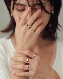 【P5倍×MAX2,000円OFFクーポン配布中】リング 指輪 2個セット オープンリング 2way 重ねづけ 波打ち 11号 フリーサイズ Silver925 シルバー925 14KGP 14金メッキ ニュアンス ウェーブライン 金属アレルギー対応