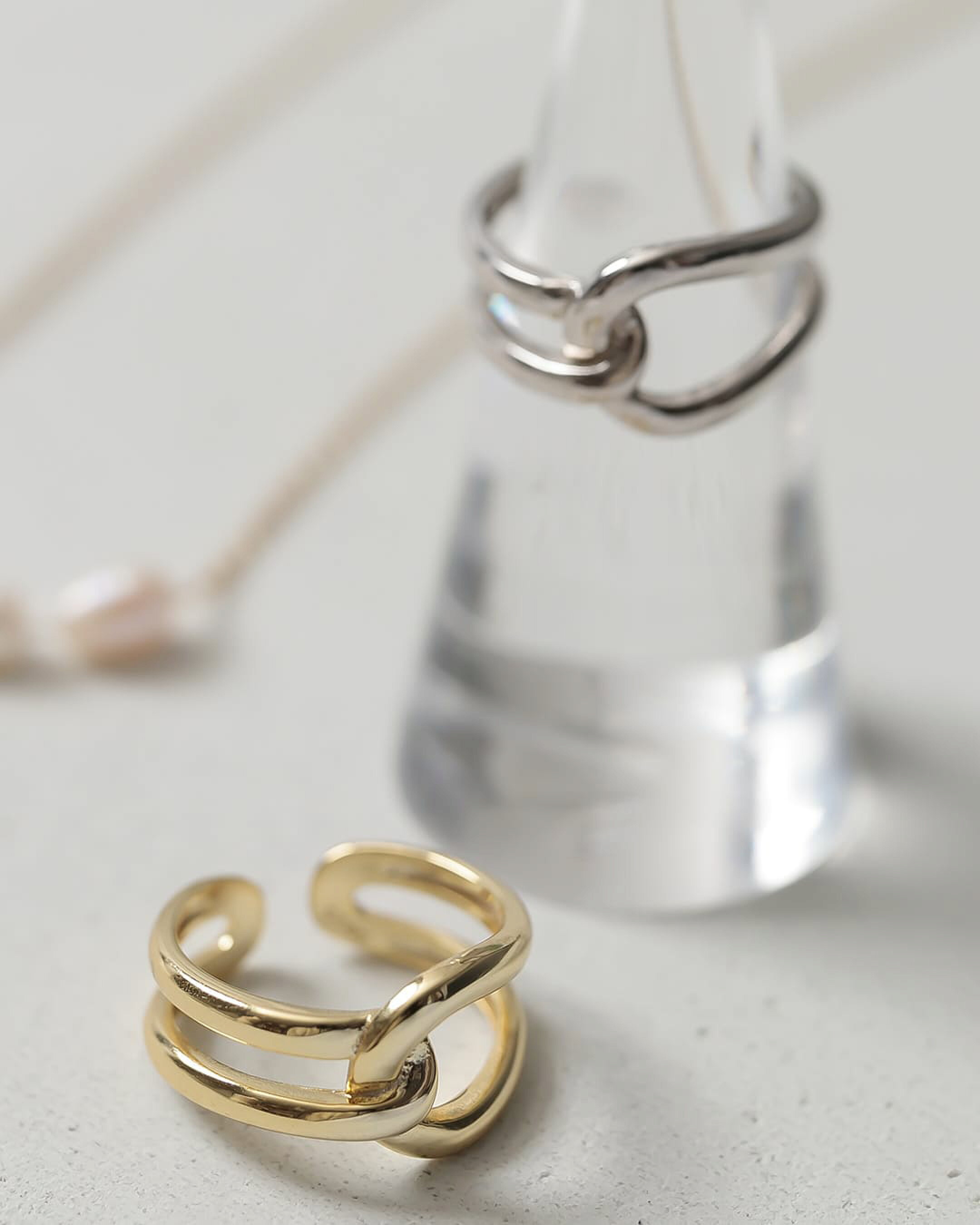 【S925/18K】クロスツイストリング　