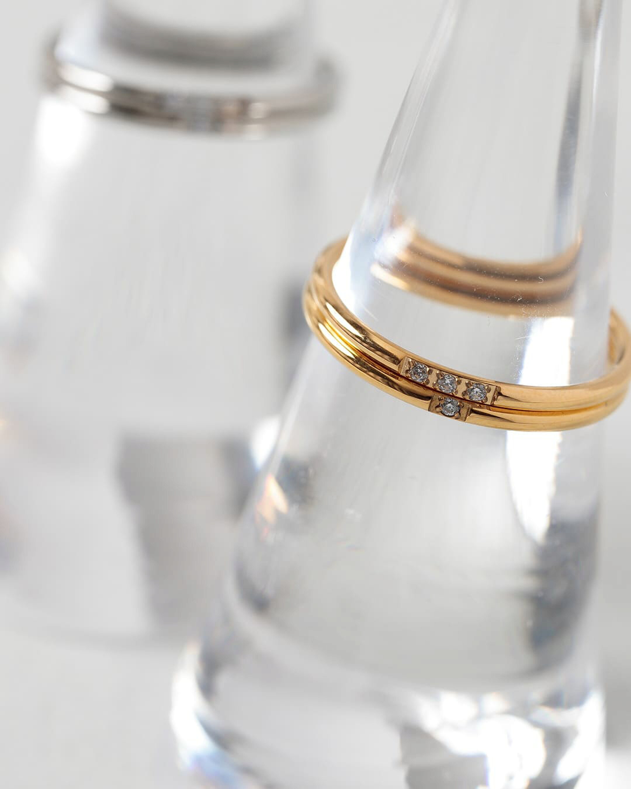 【18K】2Typeから選べるジルコンチタンリング