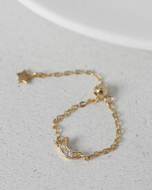 【P5倍×MAX2,000円OFFクーポン配布中】【NHKあさイチ紹介】リング チェーンリング 指輪 月 星 ムーン スター 重ね付け 重ね着け 揺れる フリーサイズ 大きいサイズ 小さいサイズ サイズ調節可能 Silver925 シルバー925 18K