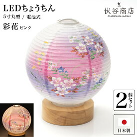 盆提灯 ミニサイズ テーブルライト おしゃれ 【 LED 5寸丸 提灯 彩花 ピンク】( 2個セット ) 盆ちょうちん お盆提灯 ミニ コードレス 花 新型 初盆 電池式 電池式 お盆 提灯 お彼岸 お盆飾り 新盆 お供 御供 御仏前 初盆セット 初盆提灯 お盆用品 コンパクト 小型