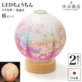 盆提灯 ミニサイズ テーブルライト おしゃれ 【 LED 5寸丸 提灯 桜 ピンク 】( 2個セット ) 盆ちょうちん お盆提灯 ミニ コードレス 花 新型 電池式 お盆 提灯 お彼岸 盆提灯 お盆飾り 初盆 新盆 お供 御供 御仏前 初盆 セット 初盆提灯 お盆用品 コンパクト 小型