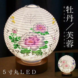 【 LINE登録で300円OFF 】盆提灯 ミニサイズ テーブルライト おしゃれ 【 LED 5寸丸 提灯 牡丹 / 芙蓉 箱入り 】 盆ちょうちん お盆提灯 ミニ モダン コードレス 花 新型 シンプル 初盆 電池式