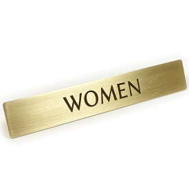 真鍮 ドア プレート 「 WOMEN 」 トイレ 女 女性用 便所 12cm x 2cm トイレ ステッカー トイレステッカー