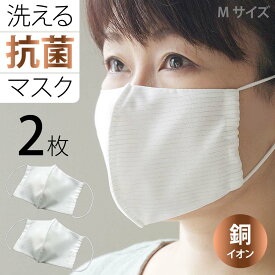 【 公式 】 マスク 日本製 洗える 銅マスク 抗菌 日本製 立体型 ( Mサイズ 2枚 入り) 薄い 銅イオン 速乾 花粉 ホコリ 大人用 子供用 シンプルな光沢ストライプ 2枚 セット