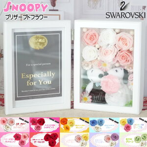 スヌーピー プリザーブドフラワー 写真立て 2L ハガキサイズ対応 枯れない花 フォトフレーム 結婚祝い 入籍祝い 結婚記念日 プロポーズ 退職祝い ブリザードフラワー ボックスギフト 花束