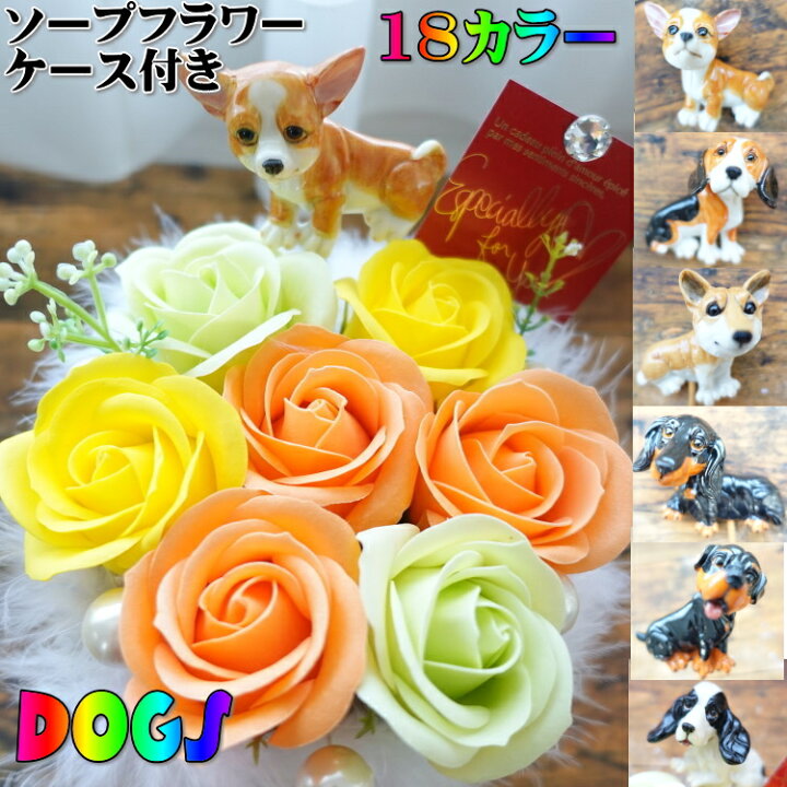 楽天市場】レトロ 犬 花 プレゼント 花束 ソープフラワー 花 
