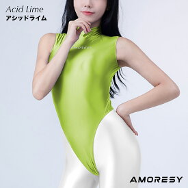 AMORESY アモレシー Eris 競泳水着 袖なし ボディスーツ コスチューム ハイレグ バックジップ レオタード ハイネック インナー 下着 ノースリーブ グラビア 男女兼用 送料無料