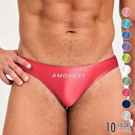 AMORESY アモレシー Oceanus メンズ 極薄 水着 ビキニ 水泳 競パン ソリッドカラー ブリーフ サポーター ローライズ 脇幅 下着 インナー Vパンツ ストレッチ プレーン パフォーマンス 送料無料