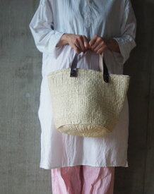 【SALE】fog linen work IDA105-WH レザーハンドルサイザルバスケット *white*